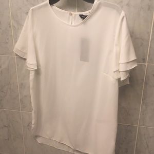 Nwt white blouse top flutter sleeve
